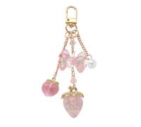 SXRQ Adorable llavero con forma de fresa, diseño de lazos de resina, regalo perfecto para ella, llavero de resina para el día de San Valentín, a