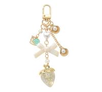 SXRQ Adorable llavero con forma de fresa, diseño de lazos de resina, regalo perfecto para ella, llavero de resina para el día de San Valentín, Amarillo