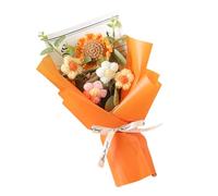 SXRQ Arreglo floral de punto permanente, apto para mascotas, decoración para cumpleaños y día del profesor, flores hechas a mano, ramo de lana de girasol
