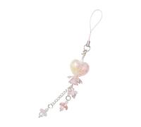 SXRQ Correa de teléfono acrílica con diseño de corazón de flores de mármol único y llavero, cadena de teléfono de mano para accesorios elegantes, cordón colorido