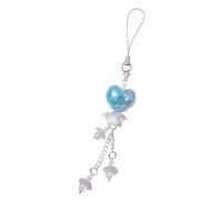 SXRQ Correa de teléfono acrílica con diseño de corazón de flores de mármol único y llavero, cadena de teléfono de mano para accesorios elegantes, cordón colorido