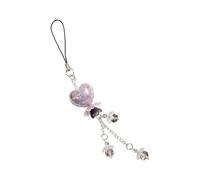 SXRQ Correa de teléfono acrílica con diseño de corazón de flores de mármol único y llavero, cadena de teléfono de mano para accesorios elegantes, cordón colorido