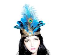 SXRQ Diadema de carnaval con plumas, accesorios para fiestas de carnavales, diadema india de los años 20, accesorios de flapper, elegante tocado