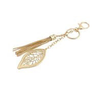 SXRQ Elegante llavero con colgante para mujer, diseño de hojas de plantas únicas hecho a mano, decoración de hojas de plantas, dorado claro