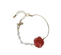 SXRQ Flor de perlas de imitación hechas a mano con rosas elegantes que simbolizan la amistad apasionada, trajes elegantes para reuniones festivas, talla única, como se describe