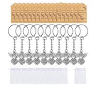 SXRQ Kirsite - Llaveros religiosos de recuerdo con elegantes bolsas de organza y tarjetas de papel kraft para bautizo, celebraciones, bautismo, agradecimiento
