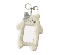 SXRQ Portatarjetas de felpa de dibujos animados, fundas para tarjetas, soporte para fotos, llavero, bolsa de compras, Gatito blanco