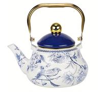 SXSaelciun Tetera de Esmalte Azul para Estufa, Tetera esmaltada Vintage, Tetera Retro para Estufa