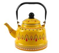 SXSaelciun Tetera de Esmalte Vintage con asa Plegable ergonómica, cafetera de Camping, Tetera Retro esmaltada para cocinas de Gas e inducción (Amarilla, 1,2 Cuartos de galón).