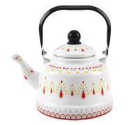 SXSaelciun Tetera de Esmalte Vintage con asa Plegable ergonómica, cafetera de Camping, Tetera Retro esmaltada para cocinas de Gas e inducción (Blanca, 2,6 Cuartos).