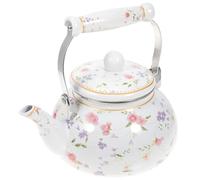SXSaelciun Tetera esmaltada para Estufa, 2.6 Cuartos de galón, Estilo Vintage Floral, con Mango ergonómico de cerámica Resistente al Calor, Ideal para café, Leche y cocinas de Gas o eléctricas.