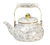 SXSaelciun Tetera Floral esmaltada, Tetera Vintage de 2,6 Cuartos de galón para Estufa con asa Resistente al Calor, Tetera para Calentar Agua, hervidor de Agua de ebullición rápida.