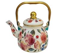 SXSaelciun Tetera pequeña de Esmalte de diseño clásico de 1,1 L para Estufa, Cocina de inducción, Resistente al Calor, con diseño Floral y Grueso.