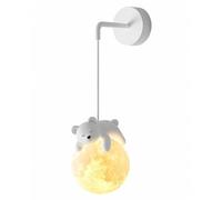 SXSCARKX Aplique de Pared con Forma de Luna para habitación Infantil, Aplique de Oso 3D (Osito)
