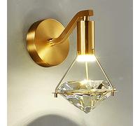SXSCARKX Aplique de Pared Crystal Diamond de Metal latón, lámparas LED Modernas, luminarias Decorativas, lámpara de mesilla Sencilla, Apliques de Cobre creativos para Dormitorio, Sala de es