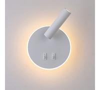 SXSCARKX Lámpara de Lectura de mesilla de Noche con luz LED de Fondo, Mini Foco Giratorio y Ajustable de 350°+90°, Aplique de Pared de Aluminio Esmerilado para Dormitorio, Hotel, Sala de es