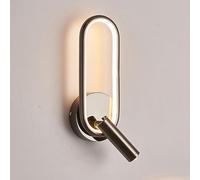 SXSCARKX Lámpara de Pared con Anillo metálico y Mini luz de Lectura para mesita de Noche, Aplique LED Moderno de 11 W, Luces Ajustables de 350°+90°, lámparas nórdicas Sencillas para dormito