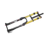 SXSHEYS Horquilla Delantera Doble pletina con Eje pasante, Ajuste de Rebote y Recorrido de 140 mm, dirección Recta de 1-1/8", Bloqueo Manual y suspensión neumática para Descenso (DH/MTB).