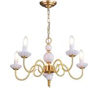 SXSHEYS Lámpara Colgante Retro Francesa Vintage de Cobre, lámpara Colgante de cerámica E14 para Sala de Estar, Comedor y Dormitorio. Iluminación Elegante para decoración del hogar