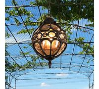 SXSHEYS Lámpara Colgante Vintage Impermeable. Araña de Aluminio y Cristal para Porche, Pasillo, Villa, jardín o viñedo. Casquillo E27. Decoración Exterior.