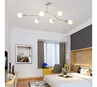 SXSHEYS Lámpara de araña de 6 Cabezas - Lámpara Colgante nórdica con Forma de Rama, E27, para Dormitorio, Sala de Estar y Comedor, iluminación Moderna Dorada (sin Bombilla).