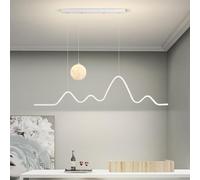SXSHEYS Lámparas de araña LED Modernas con Ondas para Comedor, lámpara Colgante Lineal Regulable con Control Remoto, Isla de Cocina de Techo, lámpara Colgante Moon 3000-6000 K (119 cm), Color Blanco.