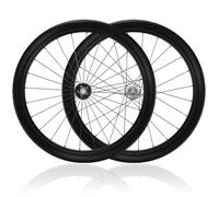 SXSHEYS Ruedas fijas de Fibra de Carbono 700C para Bicicletas de Carretera, bujes con rodamientos de 50/60 mm de Ancho, piñón de 17 Dientes, una Sola Velocidad, diámetro del círculo de per