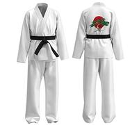 SXSHUN Kimono de Kárate Unisex Niños Uniforme Profesional Karate Basic Traje de Artes Marciales, Blanco, 6-7 años