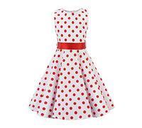 SXSHUN - Vestido Infantil de Niña para Baile, Vintage Pin-up al Estilo Audrey Hepburn de los 50s y 60s, Rockabilly Halter, Vestido Infantil de Noche sin Mangas, 4-5 Años