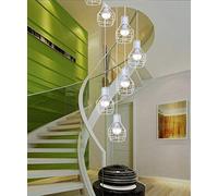 SXSKPP 7 Luces Estilo Industrial Retro Escalera Larga Exquisita casa Moderna Complejo Edificio apartamento Sala de Estar lámpara de Techo lámpara Colgante de Hierro Forjado escaler