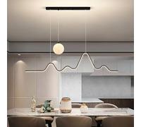 SXSKPP Lámpara Colgante LED Moderna de Onda para Comedor, Regulable, Lineal, con Control Remoto, para Isla de Cocina, lámpara Colgante Moon de 3000-6000 K (120 cm), Color Negro.