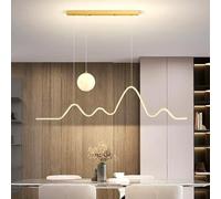 SXSKPP Lámpara Colgante LED Moderna de Onda para Comedor, Regulable, Lineal, con Control Remoto, para Isla de Cocina, lámpara Colgante Moon, 3000-6000 K (119 cm, Dorada).