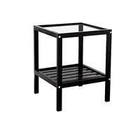 SXSLTSA Nachttisch aus Massivholz mit Ablagefläche, Kleiner Beistelltisch für Schlafzimmer, modernes Kaffeelicht, kubisches Design, 2 Ebenen, Schwarzes Nachttischchen, 40 x 40 x 50 cm