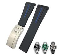 SXSWCH 20 mm de 21 mm Reloj de Goma Fit For Submariner Daytona GMT Hamilton Curved End Sport Band (Color: Negro Verde, Tamaño: 21 mm)