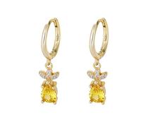 SXSWCH 925 Pendientes de plata esterlina para mujeres, pendientes de gota de lágrima con citrino, hojas de aretes colgantes, aretes de huggies de oro de lujo, regalo de joyería para el Día de San