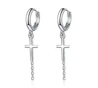 SXSWCH 925 Pendientes de Plataforma de Plata esterlina, Pendientes de caída de Cadena Larga de Plata, Elegantes aretes Colgantes de Huggie Hoop para Mujeres Regalo de cumpleaños