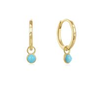 SXSWCH 925 Pendimiento de caída Turquesa de Plata esterlina, aretes Colgantes de círculo Chapado de Oro de 18 k
