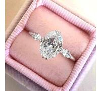 SXSWCH ANILLAS DE COMISIÓN OVALO DE PERA 2CA para mujeres Rings de plata esterlina con cóctel de circonía cúbica chapada en oro de 18k Big Big Big Stone Engagement Wedding Anillos de boda Tamaño 10