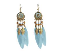 SXSWCH Boho Feather Leaf Langle Pendientes para mujeres Girls Gold Bola larga Bola larga Finge Finge Cz Enamelo Dreamcatcher Declaración Drop de Fish Hook Hook Hook Stud Ligero Antiguo Antiguo