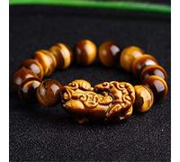 SXSWCH Bracelet Feng Shui Pixiu Pulsera natural Tiger's Eye Stone Healling Crystal Realth Bracelets Gemstone Energy Charm Bracelet Trae prosperidad, joyas de 12 mm de damas (tamaño: 10 mm)