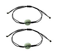 SXSWCH Bracelet Natural Jade Donut Pulsera, pulsera de feng shui, pulsera de riqueza, pulsera de cuentas de Buda, regalo de buena suerte para hombres joyas de mujeres (color: 2pcsblack)