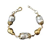 SXSWCH Braceletas Agua dulce Culturada Gray Keshi Pearl White Round Round Pearl Handmade Pulsera 8 "