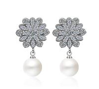 SXSWCH Cellacity Classic 925 Drop Pendiendo para mujeres Fina de agua dulce Pearl Cirl Pending Pending Crystal Regalo de boda