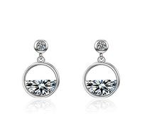 SXSWCH Cellacity Minimalista Gemstones Pendientes para Mujeres Semicírculo Zricon Silver 925 Joyas Redondas Gotas de oído