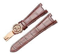 SXSWCH Correa de reloj de cuero genuina para Patek Philippe 5711 5712g Impermeable a prueba de agua Cóncava plegable Banda de vigilancia de 25 mm de 25 mm (color: oro-rese de oro-B, tamaño: 25-13 mm)