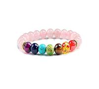 SXSWCH Crystal Rough 7 Pulsera de piedra natural Joya de moda Joya elástica de la cuerda elástica Hombres y mujeres Regalo de amistad Reiki Braceletas (color: verde, tamaño: roca volcánica)