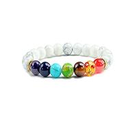 SXSWCH Crystal Rough 7 Pulsera de piedra natural Joya de moda Joya elástica de la cuerda elástica Hombres y mujeres Regalo de amistad Reiki Braceletas (color: verde, tamaño: roca volcánica)