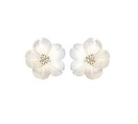 SXSWCH CZ Pendientes de sementales de flores de perlas Cz para mujeres 925 STERLING SIERTA 14K Gold Phaped Hipoalergénico Cristal Hipoalergénico Lindo Cartílago Floral Tragus Post de moda Joya de