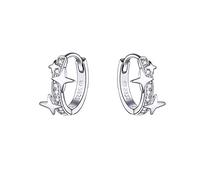 SXSWCH Estrella Cúcica Zirconia Pendientes de aro de Huggie para mujeres Cartílago de constelación de plata esterlina Lindos encantos CZ Sleeer Pequeño arete de estrellas delicadas
