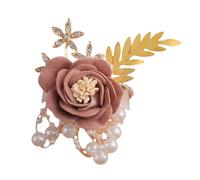 SXSWCH Gold Leaf Rose Flower Blue Blue con cadena de perla Novia Bridipe de dama de honor Pulsera de flores de muñeca Corsage Boda